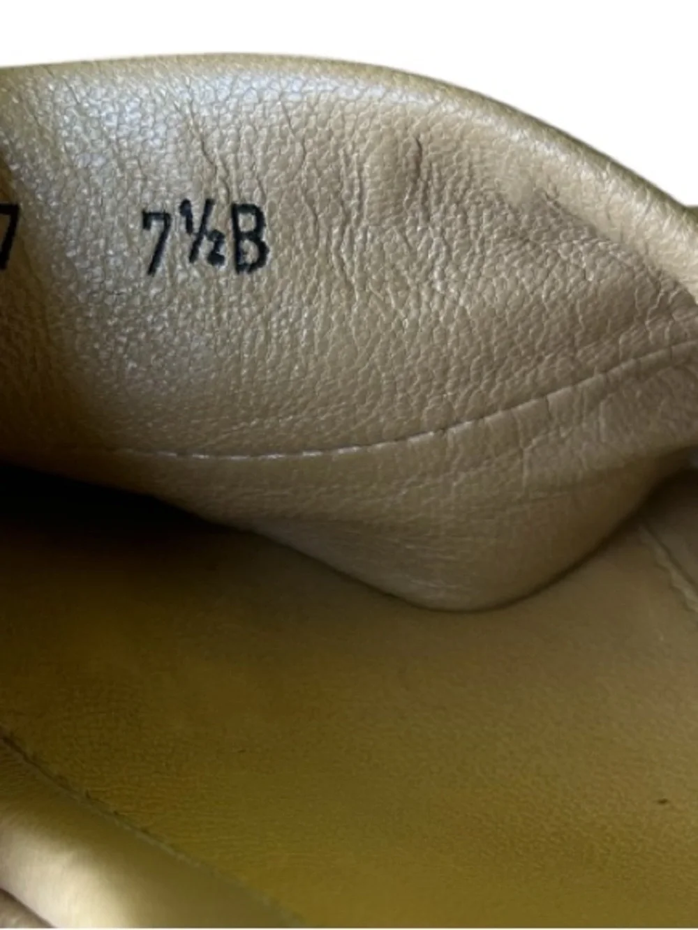 Salvatore  Ferragamo Champagne Metallic Leather Gancini Wedge Slide 7.5